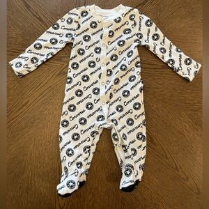 Converse White Footed Baby One-Piece with Black Logo Print